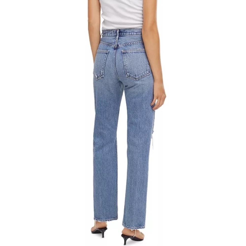 Agolde Lana Mid Rise Vintage Straight Crop Backdrop Distress Light Wash Size‎ 30 - Picture 2 of 8